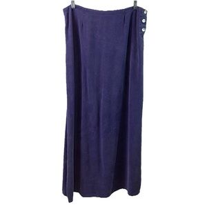Cut Loose Womens Maxi Skirt 100% Tencel Purple Shell Side Buttons Modest Sz L
